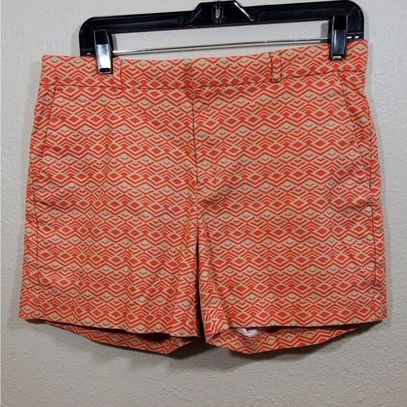 Banana Republic Aztec Geometric Print Womens Orange Shorts Casual Summer Size 8 - Picture 1 of 8